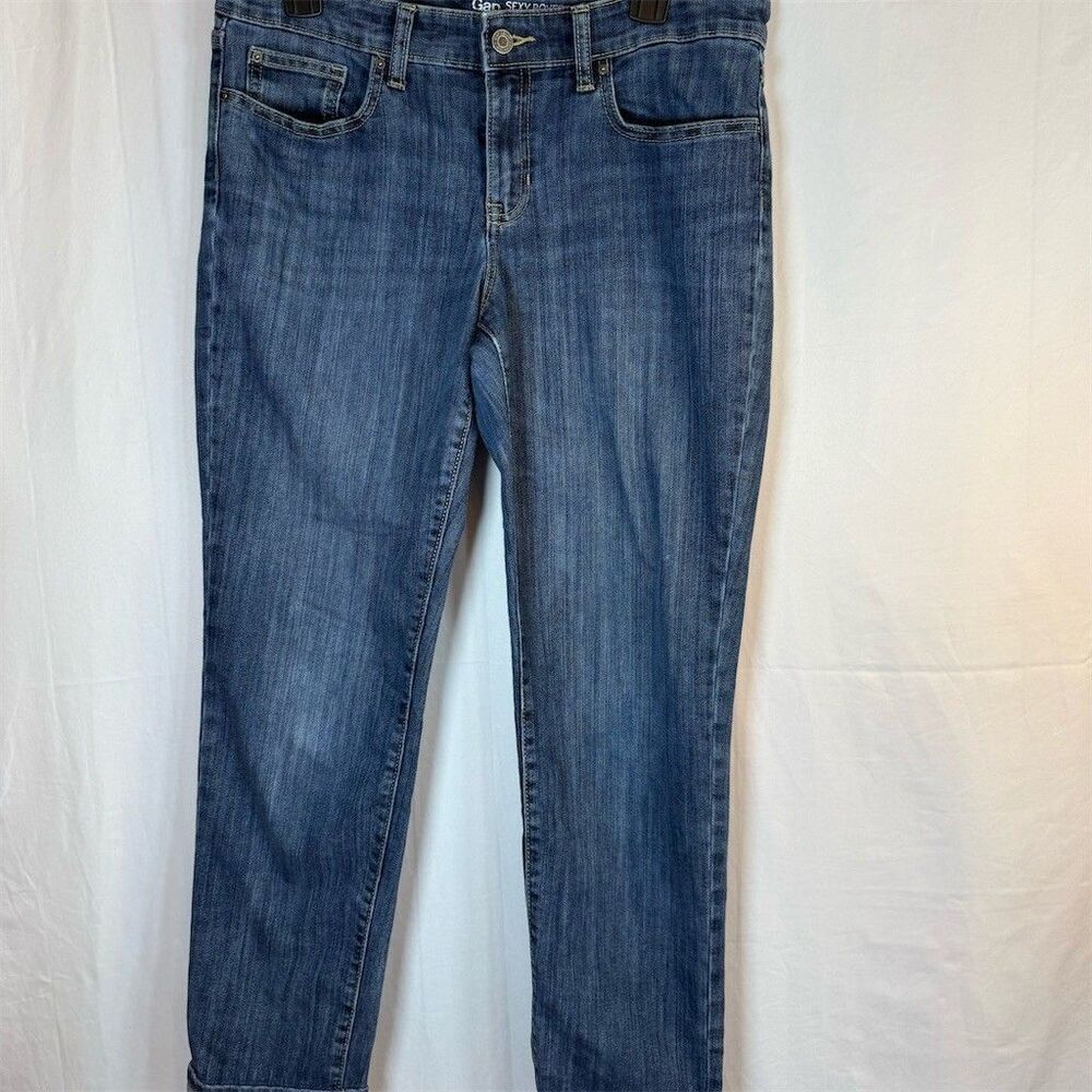 Gap Sexy Boyfriend Jeans Womens Size 8 Blue Medium Wash Straight Leg Mid